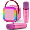 Dislocati Macchina karaoke per bambini con 2 microfono karaoke Bluetooth, regalo per ragazze giocattolo per 3-12 anni, altoparlante portatile con luci a LED, ideale per feste di famiglia e riunioni di