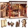 CUTEBEE Book Nook Kit-Casa Delle Bambole Per Adulti, Libreria Britannica Incantata, Casa Miniatica Fai Da Te Con Luci LED, Decorazione Per Librerie,Regalo(Thames Bookstore)