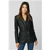 Fatto a mano Blazer donna nero fatto a mano elegante casual formale nuovo vera pelle di ag...