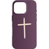 Tiny Meaning Studio Custodia per iPhone 16 Pro Fede minimalista della croce cristiana disegnata a mano viola prugna profonda
