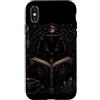 Dark Bookish Aesthetic Gifts Custodia per iPhone X/XS Libro di lettura gatto gotico romantasy fantasy