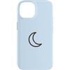 Tiny Meaning Studio Custodia per iPhone 14 Celeste minimalista disegnato a mano della luna crescente blu del ghiacciaio