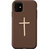 Tiny Meaning Studio Custodia per iPhone 11 Mocha Latte Brown fede croce cristiana disegnata a mano