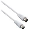 PremiumCord Cavo Antenna TV Coassiale 2m, 75 Ohm, Iec Maschio-Femmina, Schermato - Per DVB-C, DVB-T/T2, 4K UHD 2160P, Full HD 1080P 3D, Colore Bianco