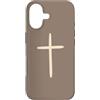 Tiny Meaning Studio Custodia per iPhone 17 Croce cristiana disegnata a mano beige tortora calda fede minimalista