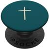 Tiny Meaning Studio Fede minimalista disegnata a mano della croce cristiana blu blu profondo PopSockets PopGrip Adesivo