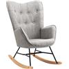 Meubles Cosy - Poltrona a dondolo in stile scandinavo con braccioli imbottiti rivestiti in tessuto grigio - EPPING