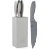 Masterchef Set di coltelli da cucina con base portacoltelli, composto da: coltelli da chef, coltelli da pane, coltelli da verdura e coltelli multiuso, lame in acciaio inossidabile, impugnature ergonomiche, set da 6 pezzi, colore nero