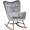 Meubles Cosy - Poltrona a dondolo in stile scandinavo con braccioli trapuntati in velluto grigio - EPPING