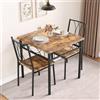 OPULENTHOME Set di tavoli da pranzo per 2, quadrati, salvaspazio, 3 pezzi, tavolo da cucina con 2 sedie, set compatto da cucina e sala da pranzo, mobili per piccoli spazi (74 x 74 x 76 cm)