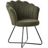 Beliani Poltrona Seduta rotonda Struttura in metallo Schienale a conchiglia Design vintage Rivestimento in boucle Verde scuro