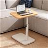 Jinfanshurich Tavolino a forma di C, girevole a 360° e regolabile in altezza (45-80 cm), multifunzionale con struttura in metallo, comodino e tavolino da caffè per soggiorno, camera da letto e ufficio (colore legno