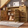 ZKLOEP Cassettiera effetto rovere, 150 x 40 x 90 cm, scomparto aperto, 2 ante, 4 cassetti, ripiani regolabili in altezza, cerniere con chiusura morbida, chiusura antiribaltamento, per soggiorno e