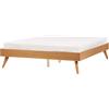 Beliani Letto moderno con rete a doghe in MDF 140 x 200 cm in frassino naturale