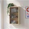 [en.casa] Mobiletto da Parete ad Anta in Vetro 60x35x15 cm Color Cammello | Armadietto a Muro con 2 Ripiani, Pensile in Acciaio, Scanalato, per Stoccaggio Ingresso Corridoio Bagno Cucina