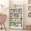 Vethenx libreria montessori,Porta Dietro Il Portariviste,grande capacità di archiviazione,Risparmia spazio per Camera dei bambini, Soggiorno, Ufficio, Camera da Letto（bianco（5 piani）-90×10×145）