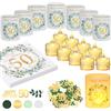 VIRETH HAUS Decorazioni Tavola 50 Anni, 12 Portacandele con 12 Candele LED, 24 Tovaglioli con Scritta "Happy Birthday" e 100 Coriandoli, Decorazioni Compleanno Verde Eucalipto per Donna e Uomo