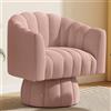 SEYNAR Mid Century - Poltrona rotonda girevole a 360 gradi, con ampia imbottitura, in morbido tessuto di velluto, per soggiorno, camera da letto, ufficio, sala d'attesa (rosa)