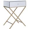 Beliani Tavolino Piano Argento Specchiato Gambe Metallo Dorato Cassetto 50 x 40 cm