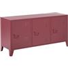 Beliani Credenza in acciaio a 3 ante con ripiani regolabili rosso scuro