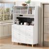 Witimisy Armadio da bar multifunzione con prese, tavola forata e porta bicchieri da vino, con cassetti e spazio per sala da pranzo, 120 x 40 x 184 cm (bianco)