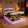 CXHLXYR Letto Imbottito 140x200 cm con LED e USB,Letto Matrimoniale con Contenitore,Modern Struttura del Letti Idraulico con Testiera Portaoggetti e Rete a Doghe In Legno,letto contenitore idraulico,Velluto