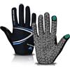 WESTWOOD FOX Guanti da ciclismo a dita intere, imbottiti, antiscivolo, touchscreen, ammortizzanti, per mountain bike da strada, MTB, corsa su strada, ciclismo e sportivi, per uomo e donna (blu, XL)