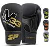 Starpro Guantoni da Boxe in Pelle Sintetica Opaca. Guanti Allenamento e Sparring, Muay Thai, Kickboxing, Fitness, Pugilato - Nero e Verde - 8oz 10oz 12oz 14oz 16oz - Donna e Uomo