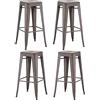 Duhome Sgabello Bar Industriale Esterno, Set di 4 Sgabelli Bar Alto in Metallo, Impilabile Sgabelli da Pranzo, Scandinavian Sgabello Alta per Cucina, Pranzo, Pub, Moderni (Metallico, 76cm-4PCS)