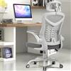 Magic Life Sedia da ufficio Bracciolo ribaltabile a 90° Sedia ergonomica per computer Supporto lombare Regolabile in altezza Dondolo girevole a 360° (Bianco)