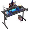 Bestier Scrivania da Gioco LED per PC con Supporto per Monitor, Tavolo Stabile per Computer con Portabicchieri e Gancio per Cuffie, 106 cm (Nero)