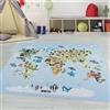 Teppium Tappeto per bambini con mappa del mondo e animali, lavabile, adatto per ragazzi e ragazze, per cameretta dei bambini, stanza dei giochi Misurare: 160 x 230 cm Colore: Blu-3