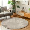 Carpetsale24 tappeto rotondo 200 cm beige a pelo alto, morbido e soffice, stile boho scandinavo, shaggy a pelo lungo, facile da pulire con retro in juta