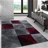 Carpetsale24 Tappeto per Soggiorno 200x290 cm, Rosso Design Moderno a Quadri - Tappeto a Pelo Corto per Sala da Pranzo e Camera da Letto, Morbido e Facile da Pulire