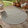 Teppium Tappeto Outdoor Rotondo 120 cm Grigio, Resistente alle Intemperie e UV, Tappeto Balcone Terrazza Giardino, Indoor Outdoor Design Skandi Boho Facile da Pulire