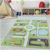 Teppium Tappeto per bambini con design stradale, lavabile, morbido, antiscivolo, per apprendimento e gioco, ideale per ragazzi e ragazze Misurare: 100 x 150 cm Colore: Verde-1