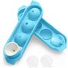 Quirlig Ghiaccio Stampo Silicone, 4 Rotondo Cubetti Ghiaccio con Coperchio, 4.5cm Grandi Formine Cubi Ghiaccio Silicone Ice Cube Tray per Birra Cocktail Whisky Vino Puree di Frutta Gelati - Blu