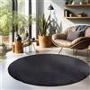 Carpetsale24 Tappeto Rotondo per Soggiorno 200 cm Nero Lavabile, Pelo Corto, Design Moderno, Monocromatico - Tappeto Lavabile Antiscivolo Extra Morbido e Fluffy per Camera da Letto e Cucina
