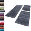 Carpettex Bordo del letto Shaggy tappeto Set di runner 3 pezzi Pila alta Pianura Pila lunga, colore:Grigio, set letto:2 pezzi 60x110 + 1 pz 80x150