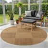 SIMPEX Tappeto Outdoor Rotondo 120 cm Resistente alle Intemperie Facile da Pulire Effetto Juta Naturale Design a Quadri per Terrazza Balcone Soggiorno