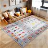SIMPEX Tappeto Bambini Grigio 80x120 cm Alfabeto Numeri Animali Design Moderno Antiscivolo Lavabile Morbido Antiallergico Cameretta