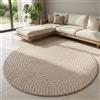 Carpetsale24 Tappeto a Pelo Corto Rotondo 200 cm Beige, Effetto 3D Alto Basso, Tappeto Boho Scandinavo per Soggiorno e Sala da Pranzo, Balcone Terrazza Outdoor