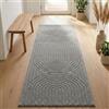 Carpetsale24 Tappeto Runner 80x250 cm Grigio, Pelo Corto con Effetto 3D Alto-Basso, Motivo Boho Scandinavo, per Soggiorno, Camera o Balcone
