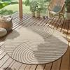 SIMPEX Tappeto Outdoor Rotondo 120 cm Beige Resistente alle Intemperie UV Facile da Pulire Stile Skandi Boho per Balcone Terrazza Giardino