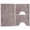 Poligono Set Tappeti Bagno 3 Pezzi in Microfibra, Tappeto Pelo Lungo 50x80 cm, 2 Tappetini per WC e Water Forma Rettangolare 40X50 cm, Morbido, Antiscivolo, Grigio