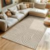 SIMPEX Tappeto Beige 160x230 cm, Shaggy Pelo Lungo, Morbido e Soffice, Tappeto per Soggiorno Stile Boho Scandinavo, Retro in Juta