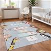 SIMPEX Tappeto Bambini Grigio 100x150 cm Campana Design Moderno Antiscivolo Lavabile Facile Cura Morbido Antiallergico Cameretta