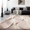 SIMPEX Tappeto 240x340 cm Beige XL, Design Moderno Effetto Legno con Onde, Pelo Corto per Grandi Ambienti, Lavabile e Extra Morbido