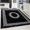 SIMPEX Tappeto 200x290 cm Nero Pelo Corto Motivo Bordura Meandro Moderno per Soggiorno Camera Cucina Corridoio Sala da Pranzo Cameretta Morbido