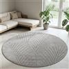 Carpetsale24 Tappeto a Pelo Corto Rotondo 120 cm Grigio, Effetto 3D Alto Basso, Motivo Skandinavo Boho, Tappeto per Balcone e Terrazza, Indoor Outdoor Facile da Pulire